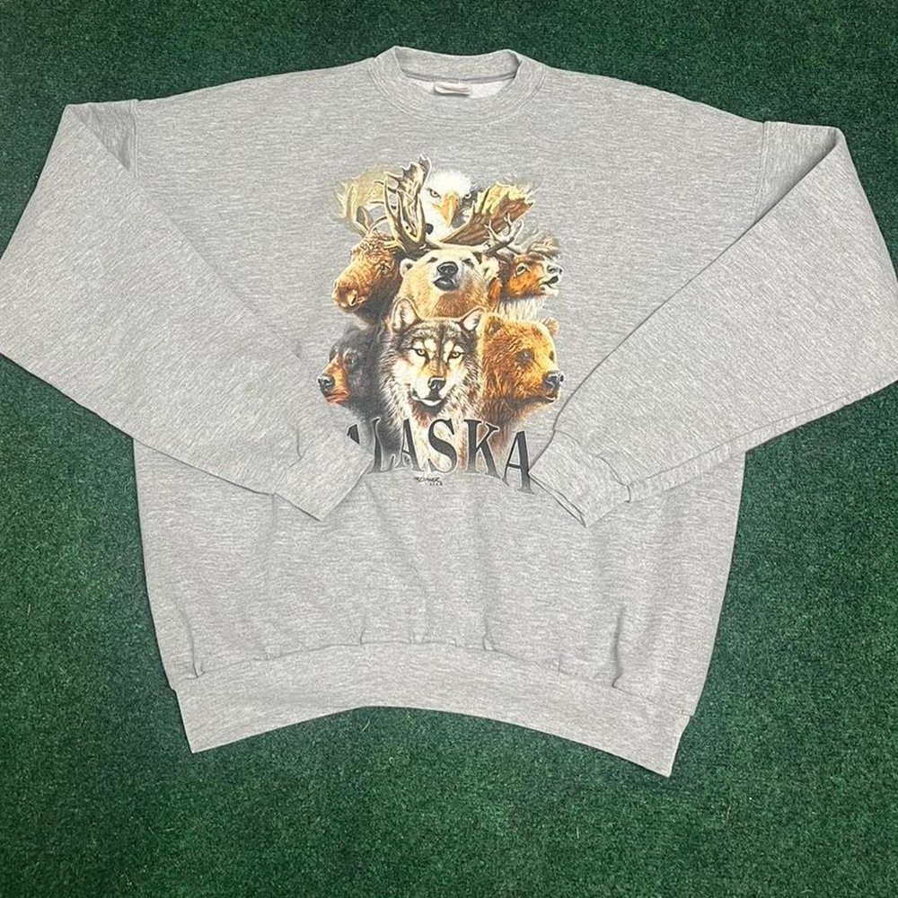 Vintage Alaska Animal Print Crewneck.